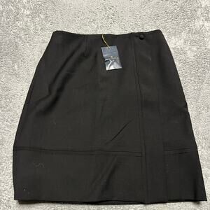Brooks Brothers Skirt Womens 2 Black Wool Blend Button Knee Length